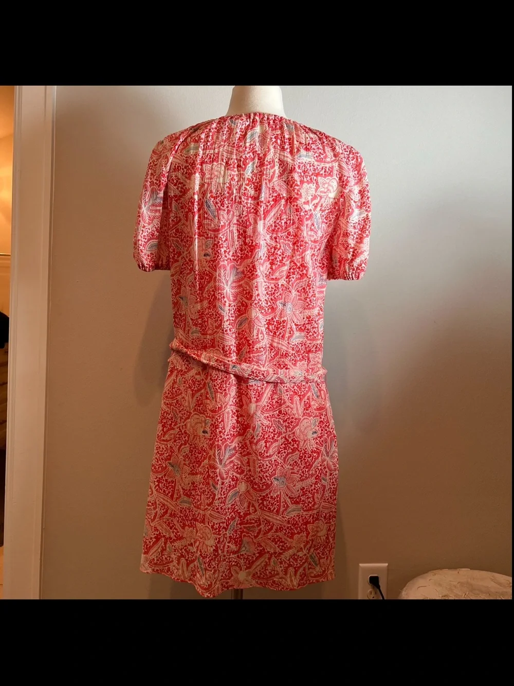 Tory Burch Coral Pink Paisley Midi Dress size 4
